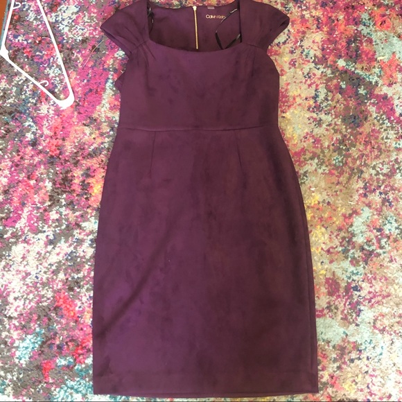 2/$50 Calvin Klein Purple Velvet Feel Sheath Dress - Picture 10 of 10